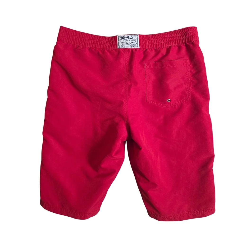 Polo Ralph Lauren Swim‎ Trunks Boys XL 18-20 Red Big Pony Mesh Lined RN 41381